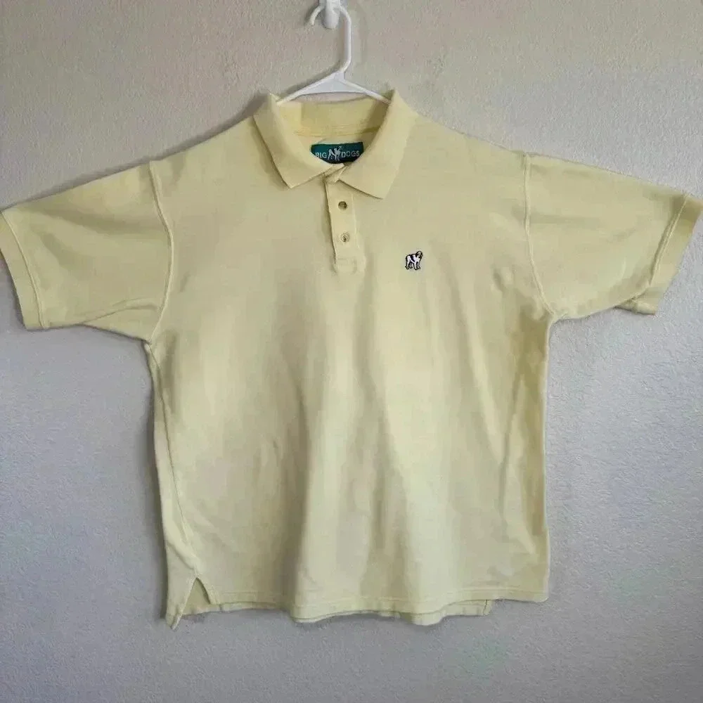 Big Dogs Polo 3/4 button Pullover Collared Vintage Shirt Yellow Men Size XL - Picture 1 of 5
